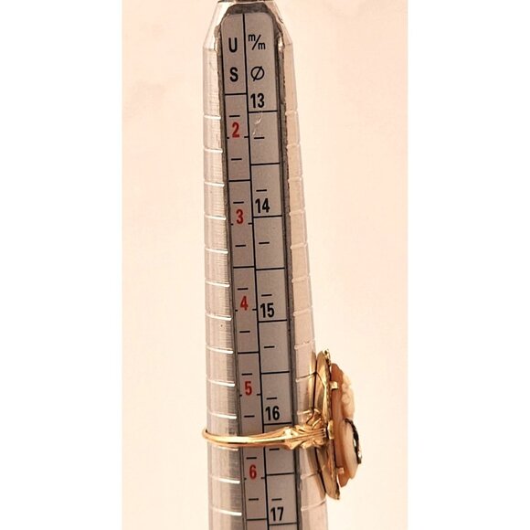 Vintage Cameo Ring With Diamond Accent In Ornate Gold Setting Original Box RARE - Picture 13 of 14